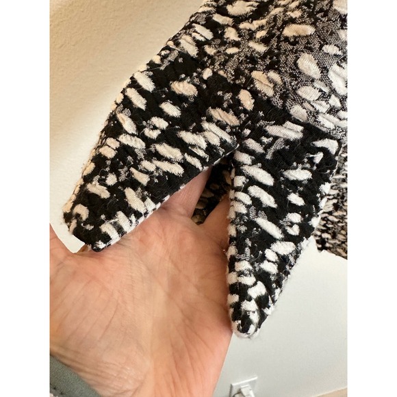 John Mark Chunky Textured Knit Cowl Neck Top Size M Black Gray Boxy 3/4 Sleeve - Picture 6 of 10